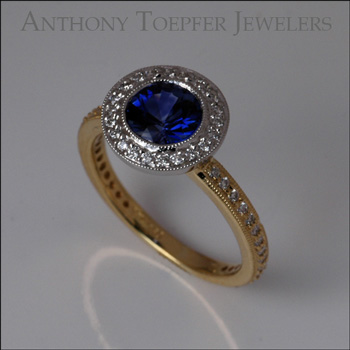 18K Sapphire Diamond Surround Ring